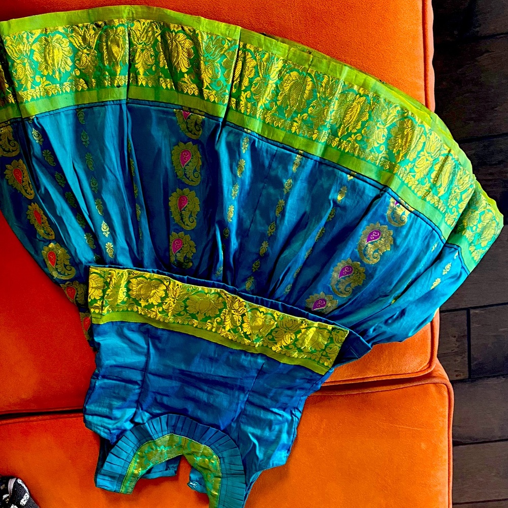 Original silk lehanga and top .hand stitched and pure silk from southern India .